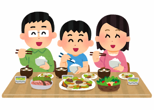 家族で食卓を囲む
